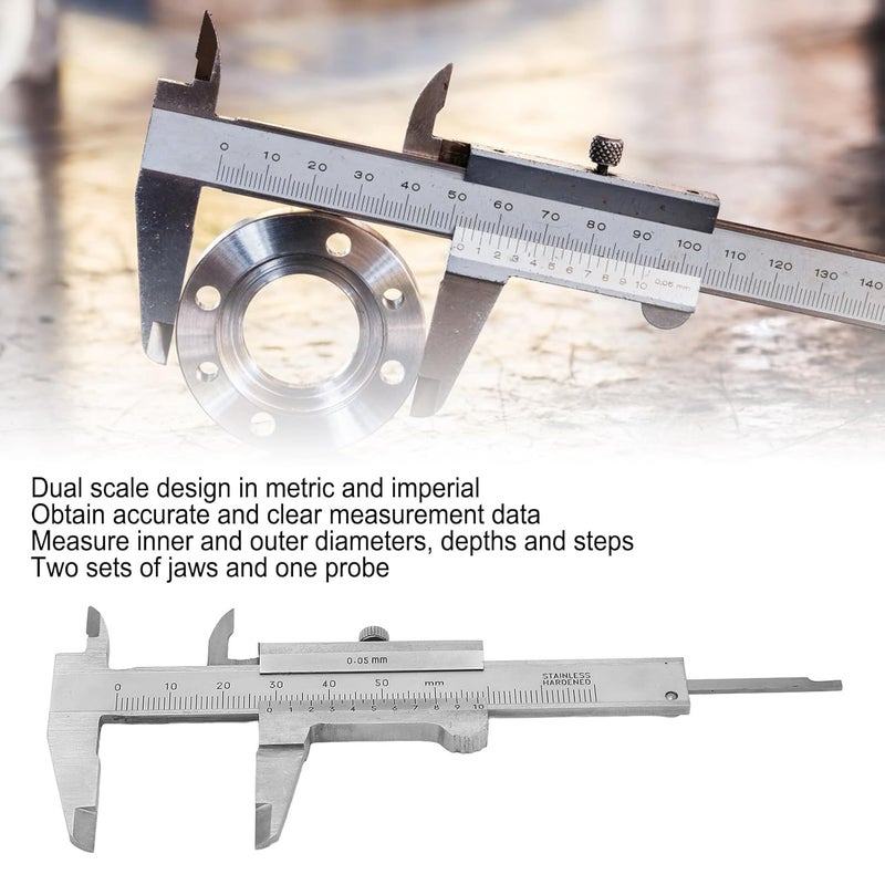 Denash Vernier Caliper, 3" Stainless Steel Caliper Measuring Tool,0‑50mm Manual Micrometer with Storage Bag for Mechanical Tools - Image 2